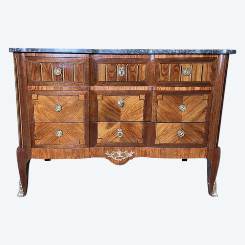 Transitional Commode In Marquetry 19th