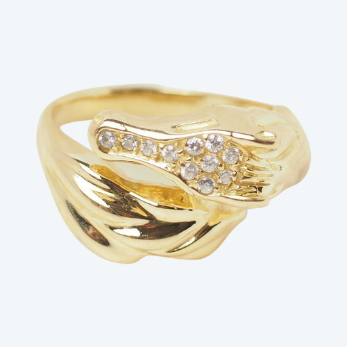 Horse Head Ring In Yellow Gold And Diamonds