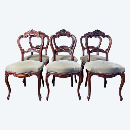 Suite De 6 Chaises Louis Philippe En Acajou