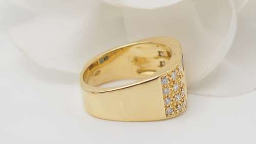 Bague En Or Jaune, Diamants Et Saphirs