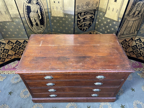 Commode - Meuble De Métier En Sapin 1900