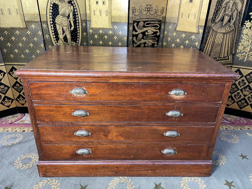 Commode - Meuble De Métier En Sapin 1900