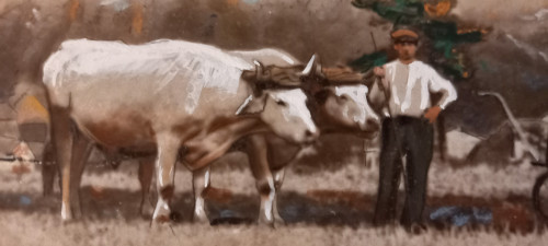 Art photography return from ploughing/XXth century