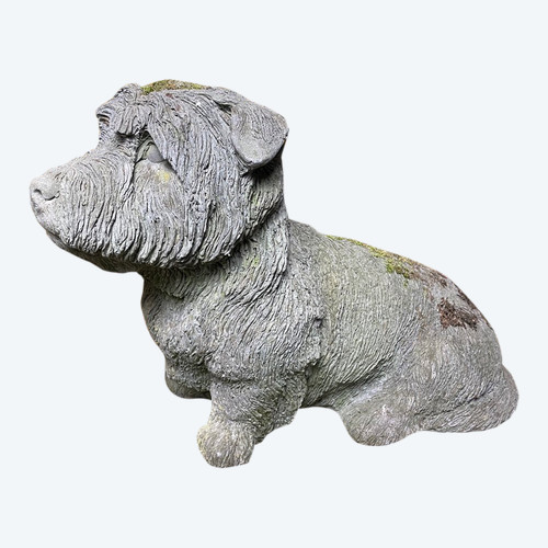 Chien En Pierre Reconstitué Signé