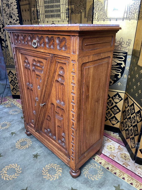 Gothic-Renaissance style sideboard in oak 1900