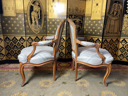 Paire De Fauteuils Cabriolets Style Louis XV