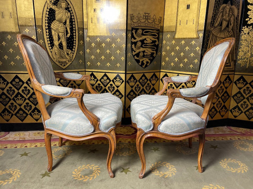 Paire De Fauteuils Cabriolets Style Louis XV