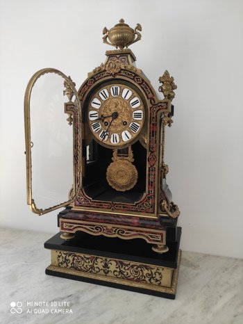 Religiöses Kartell und seine Basis aus Boulle-Intarsien - Signiert RAINGO FRERES - Außergewöhnliche goldene Bronzen