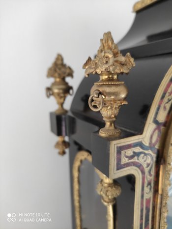 Religiöses Kartell und seine Basis aus Boulle-Intarsien - Signiert RAINGO FRERES - Außergewöhnliche goldene Bronzen