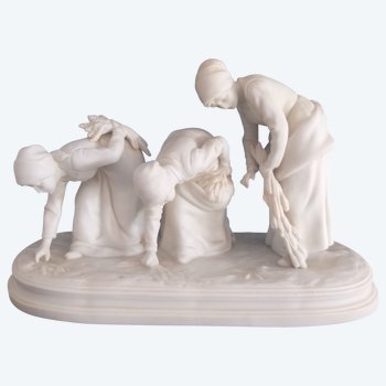 Magnificent biscuit (white porcelain) - Germany - Beautiful dimensions - inspired by the "Gleaners of the painter Millet"
