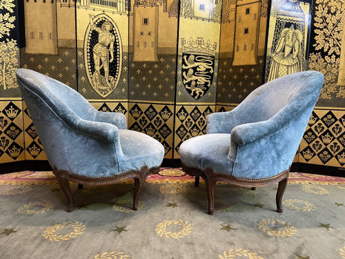 Paire De Fauteuils Crapaud D’époque Louis XV
