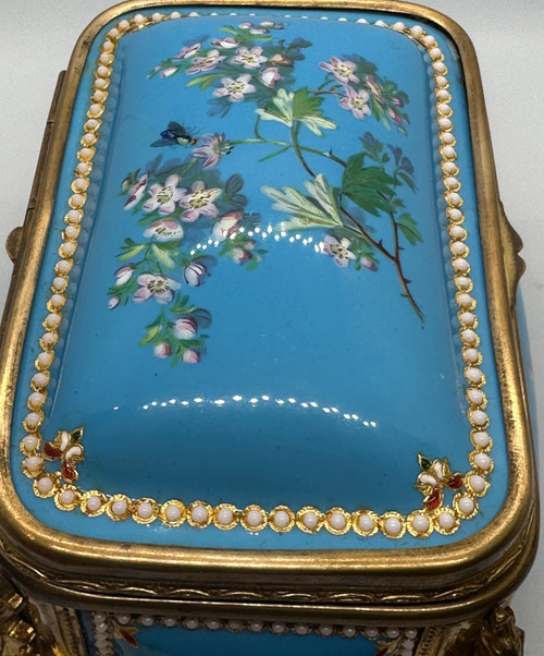 An enamel and gilt bronze jewelry box, late 19th century