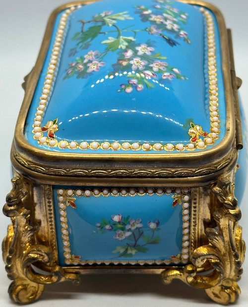 An enamel and gilt bronze jewelry box, late 19th century