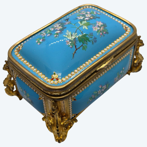 An enamel and gilt bronze jewelry box, late 19th century