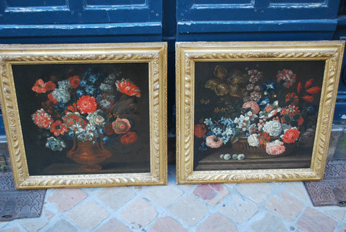 Stillleben mit zwei Blumensträußen, frühes 18. Jahrhundert, Jean Baptiste Dubisson