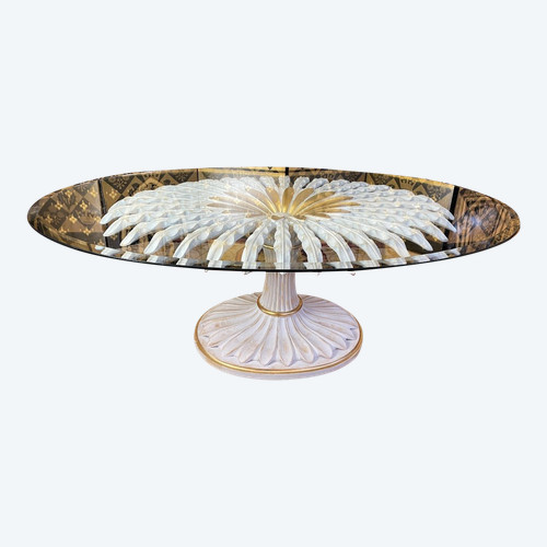 Table Basse Palmier Et Plateau Verre