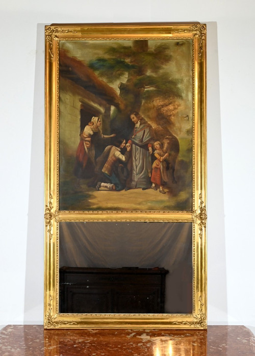 Specchio Trumeau in legno dorato, periodo di restauro - inizio XIX secolo
