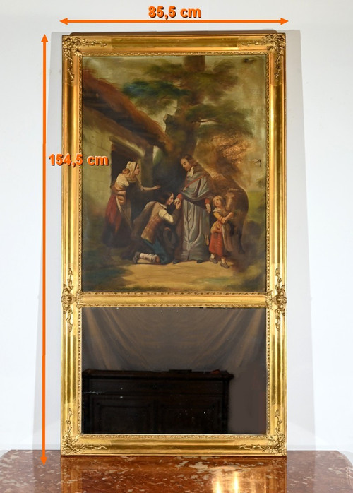 Specchio Trumeau in legno dorato, periodo di restauro - inizio XIX secolo
