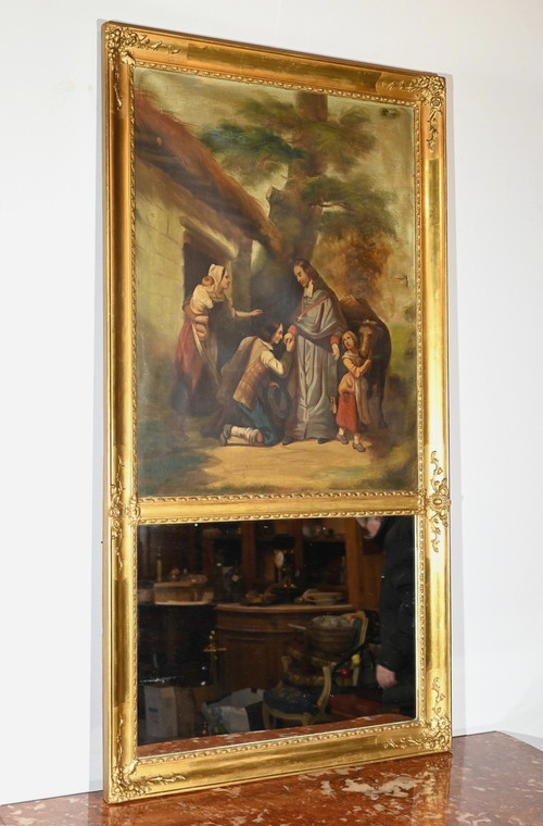 Specchio Trumeau in legno dorato, periodo di restauro - inizio XIX secolo