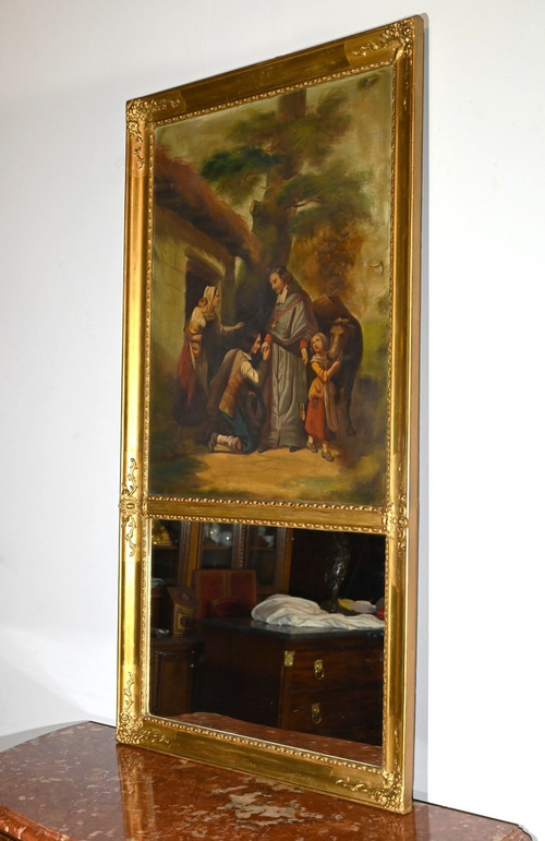 Specchio Trumeau in legno dorato, periodo di restauro - inizio XIX secolo