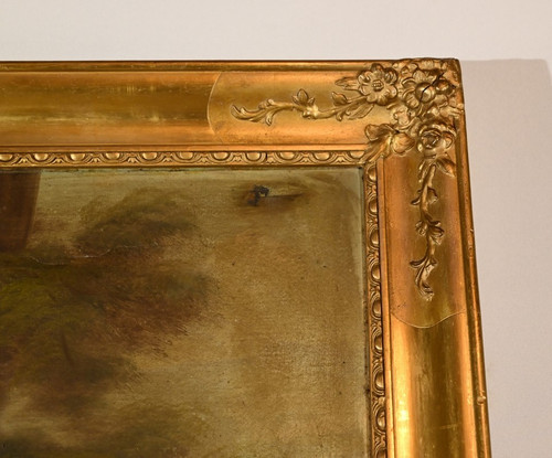 Specchio Trumeau in legno dorato, periodo di restauro - inizio XIX secolo