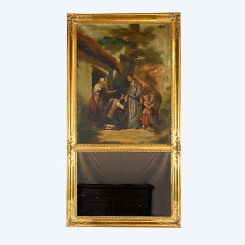Specchio Trumeau in legno dorato, periodo di restauro - inizio XIX secolo