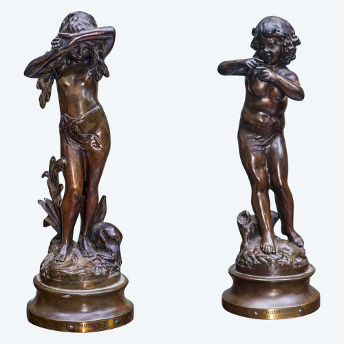"AMMUTINAMENTO" E "STUZZICAMENTO". Coppia di bronzi, dopo MOREAU