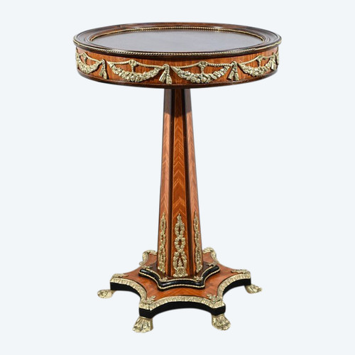 Precious Wood Pedestal table, Restoration style, Napoleon III period - Mid-19th century