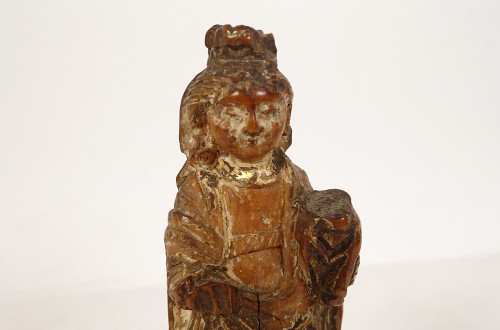 Small Sculpture Virgin and Child Carved Boxwood 17th Century