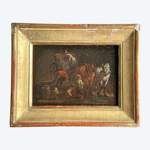 Petit Tableau Huile Sur Toile époque XVIIème 