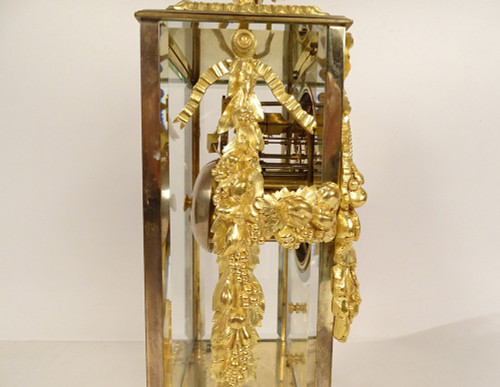 Orologio a gabbia Luigi XVI in marmo bianco e bronzo dorato Coppa Napoleone III XIX secolo