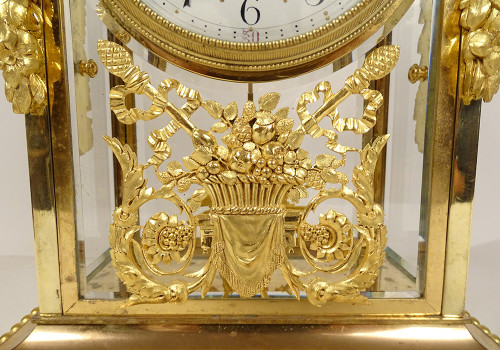 Orologio a gabbia Luigi XVI in marmo bianco e bronzo dorato Coppa Napoleone III XIX secolo