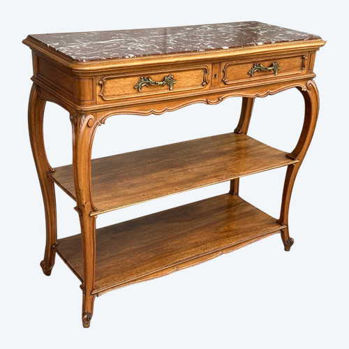 Desserte Console En Noyer De Style Louis XV D’époque Fin XIXéme 