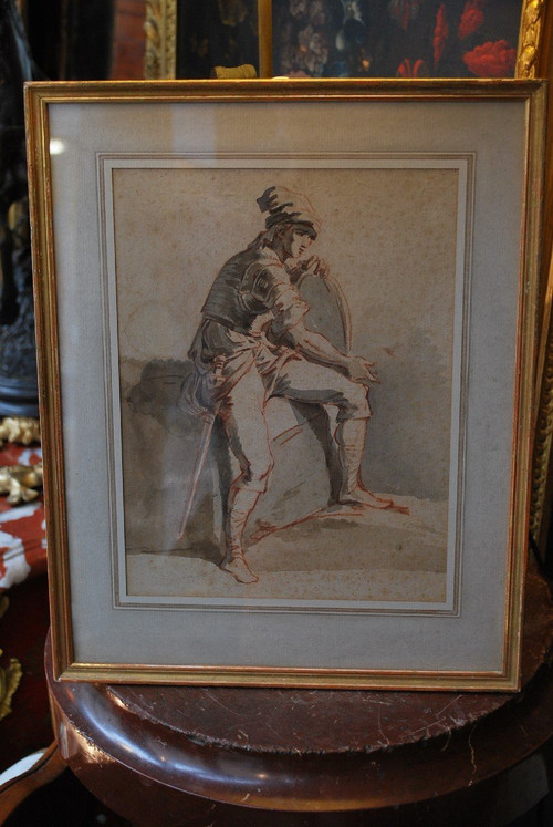 Disegno italiano del XVIII secolo, Uomo con scudo