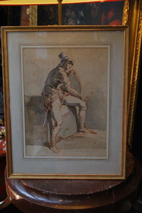 Disegno italiano del XVIII secolo, Uomo con scudo