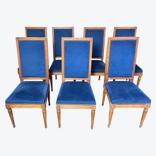 Suite De 7 Chaises De Style Louis XVI