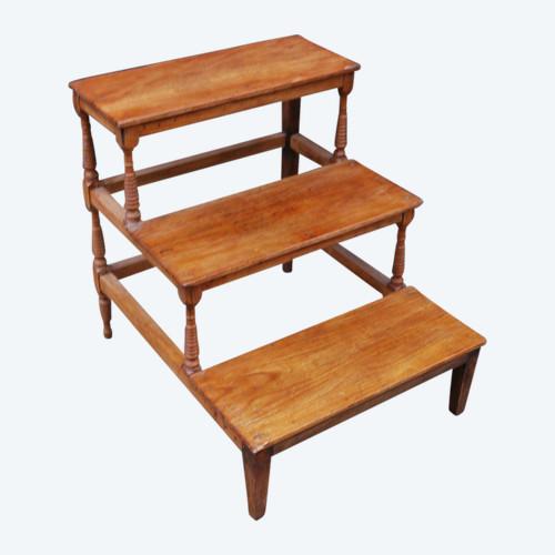 Library Step Stool In Natural Wood, 19th Century
