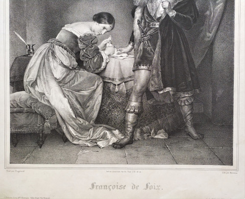  Lithograph Françoise De Foix After Fragonard 19th C Old Print