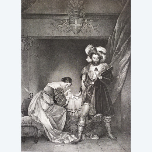  Lithograph Françoise De Foix After Fragonard 19th C Old Print