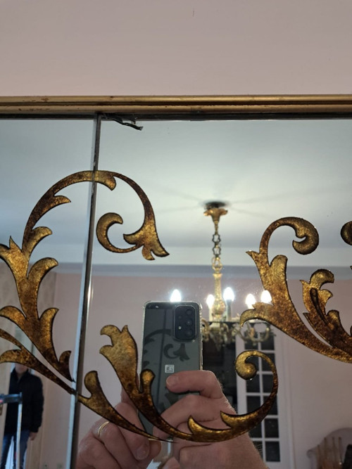Large Bistro mirror - Brasserie Art Nouveau églomisé