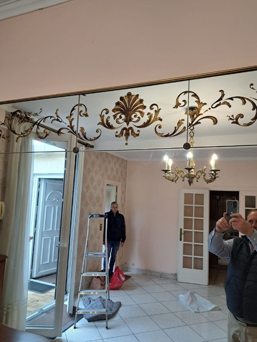 Large Bistro mirror - Brasserie Art Nouveau églomisé