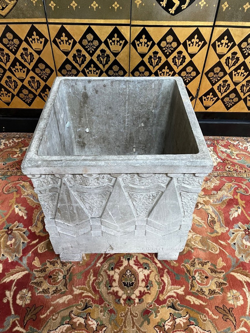 Grand Cache Pot Art Déco En Ciment