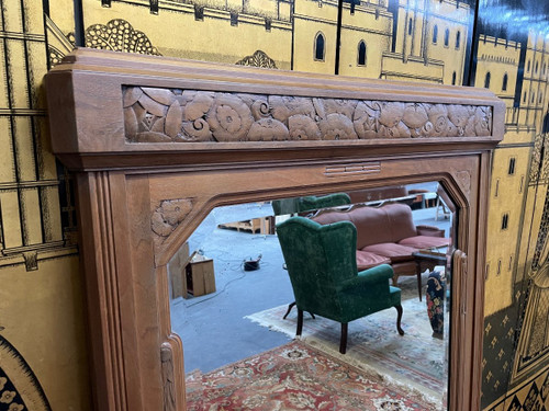 Miroir époque Art Déco En Noyer Sculpté