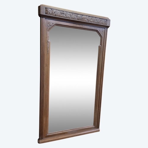 Miroir époque Art Déco En Noyer Sculpté