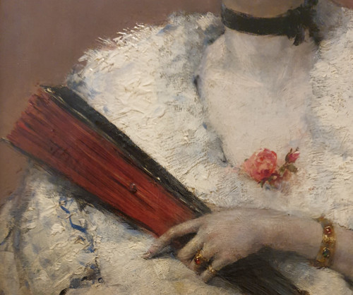 François MARTIN-KAVEL - Portrait d'une élégante avec un éventail 