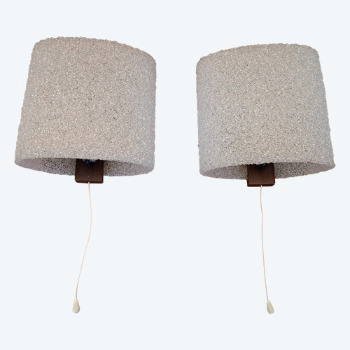 Paire d'Appliques , Perspex Et Bois , Année 60 .