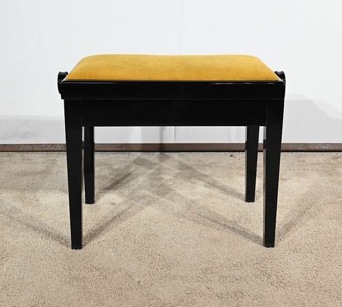 Panca per pianoforte regolabile in legno laccato nero - 1970