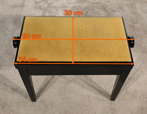 Panca per pianoforte regolabile in legno laccato nero - 1970
