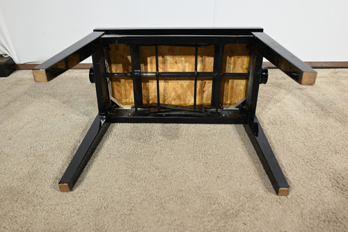 Panca per pianoforte regolabile in legno laccato nero - 1970