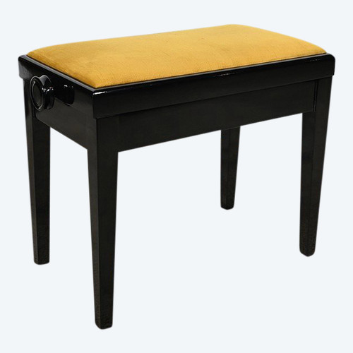 Panca per pianoforte regolabile in legno laccato nero - 1970